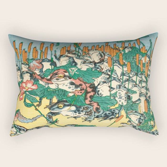 Fashionable Battle of Frogs by Kawanabe Kyosai, 1864 Rectangular Pillow Gallery Image 1