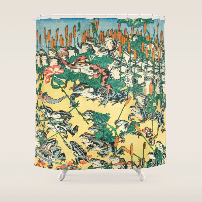 Fashionable Battle of Frogs by Kawanabe Kyosai, 1864 Shower Curtain Gallery Image 1