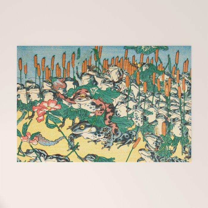 Fashionable Battle of Frogs by Kawanabe Kyosai, 1864 Welcome Mat Gallery Image 1