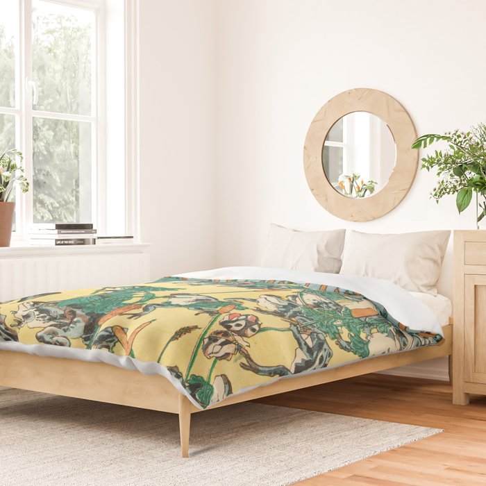 Fashionable Battle of Frogs by Kawanabe Kyosai, 1864 Duvet Cover Gallery Image 2