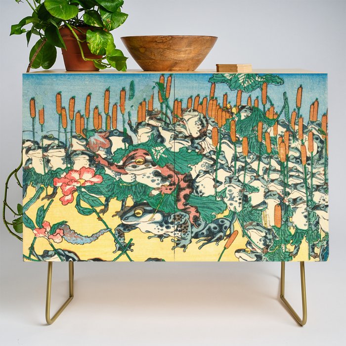 Fashionable Battle of Frogs by Kawanabe Kyosai, 1864 Credenza Gallery Image 1