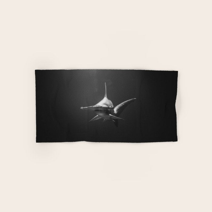 Hammerhead Shark (Black and White) Bath Towel Gallery Image 1