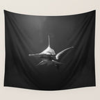 Hammerhead Shark (Black and White) Wall Tapestry Gallery Image 4