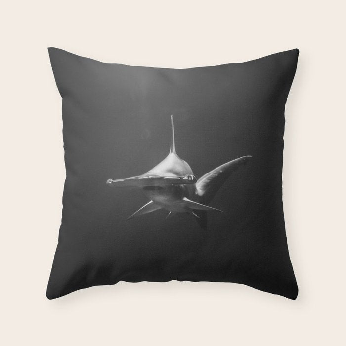 Hammerhead Shark (Black and White) Throw Pillow Gallery Image 1