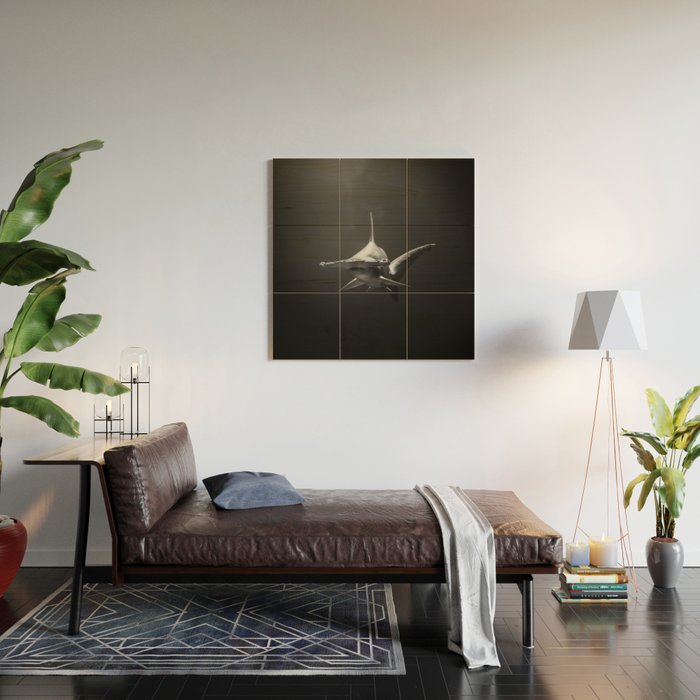 Hammerhead Shark (Black and White) Wood Wall Art Gallery Image 2