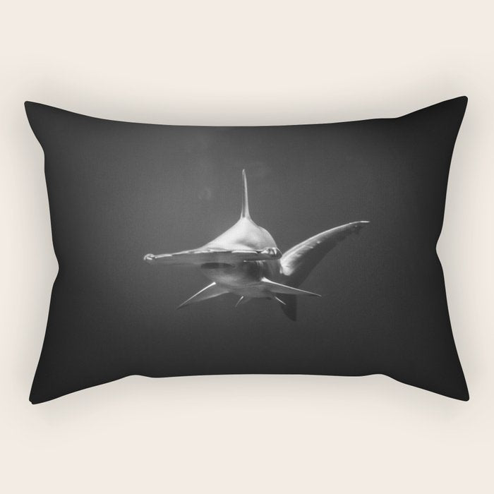 Hammerhead Shark (Black and White) Rectangular Pillow Gallery Image 1