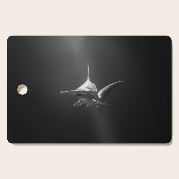 Hammerhead Shark (Black and White) Cutting Board Gallery Image 1