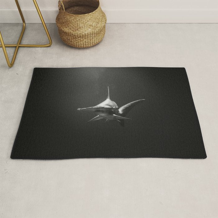 Hammerhead Shark (Black and White) Rug Gallery Image 1
