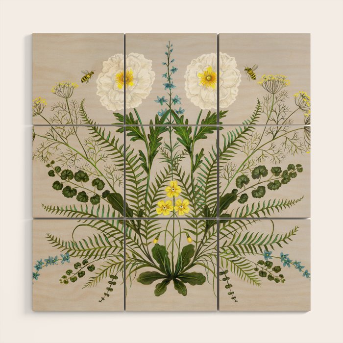 Poppy and Primrose Wood Wall Art Gallery Image 1