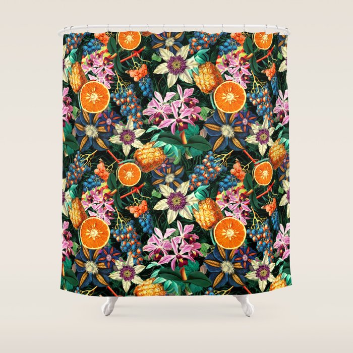 Tropical Orange Garden Shower Curtain Gallery Image 1