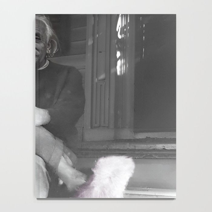Satirical Einstein in Fuzzy Pink Slippers Classic E = mc² Black and White Satirical Photography  Notebook Gallery Image 4
