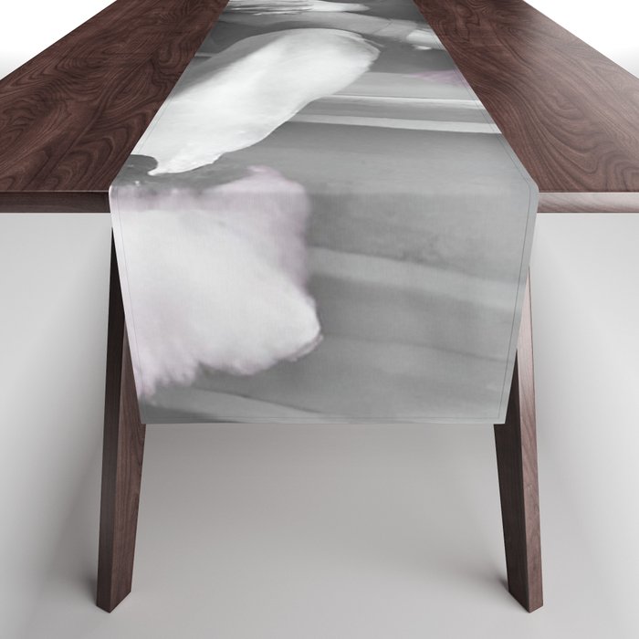 Satirical Einstein in Fuzzy Pink Slippers Classic E = mc² Black and White Satirical Photography  Table Runner Gallery Image 1