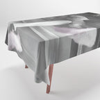 Satirical Einstein in Fuzzy Pink Slippers Classic E = mc² Black and White Satirical Photography  Tablecloth Gallery Image 1