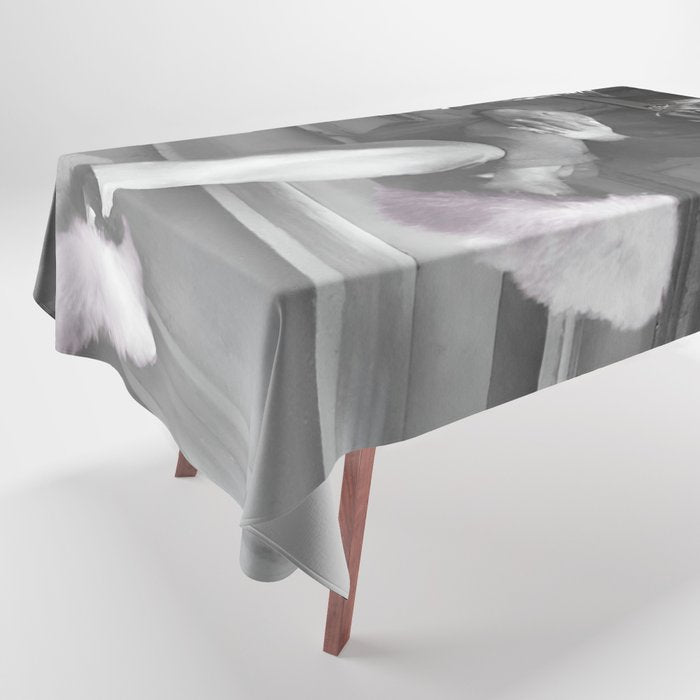 Satirical Einstein in Fuzzy Pink Slippers Classic E = mc² Black and White Satirical Photography  Tablecloth Gallery Image 1