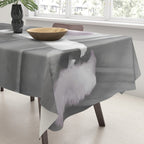 Satirical Einstein in Fuzzy Pink Slippers Classic E = mc² Black and White Satirical Photography  Tablecloth Gallery Image 3