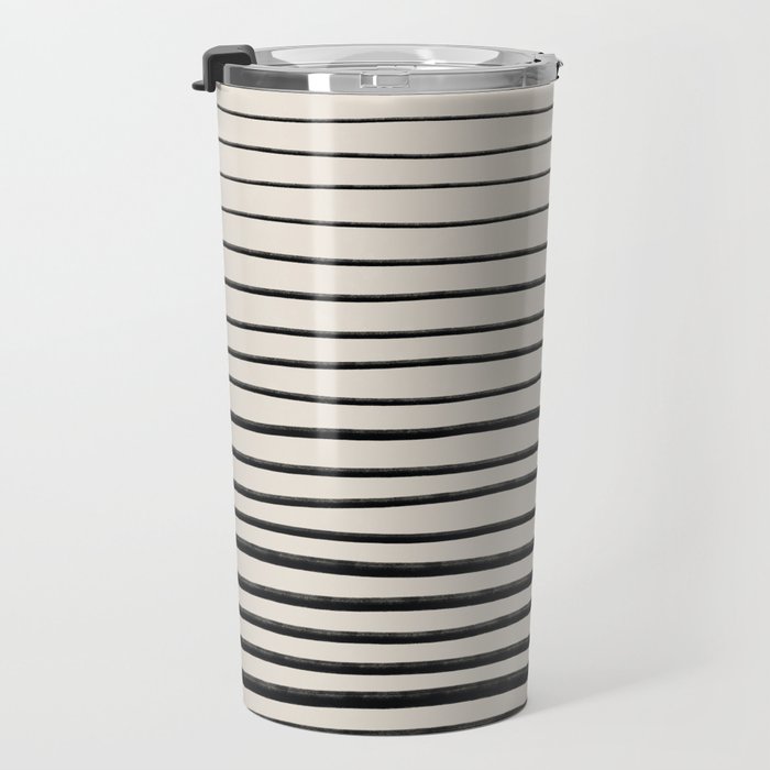 Black Horizontal Lines Travel Mug Gallery Image 3