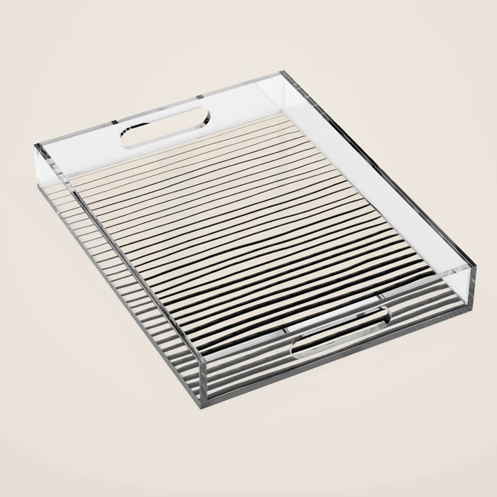 Black Horizontal Lines Acrylic Tray Gallery Image 1