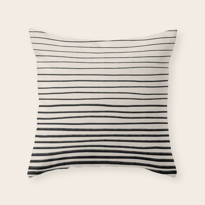 Black Horizontal Lines Throw Pillow Gallery Image 1