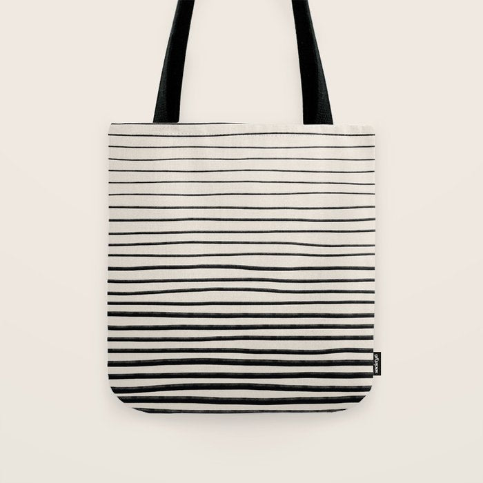 Black Horizontal Lines Tote Bag Gallery Image 1