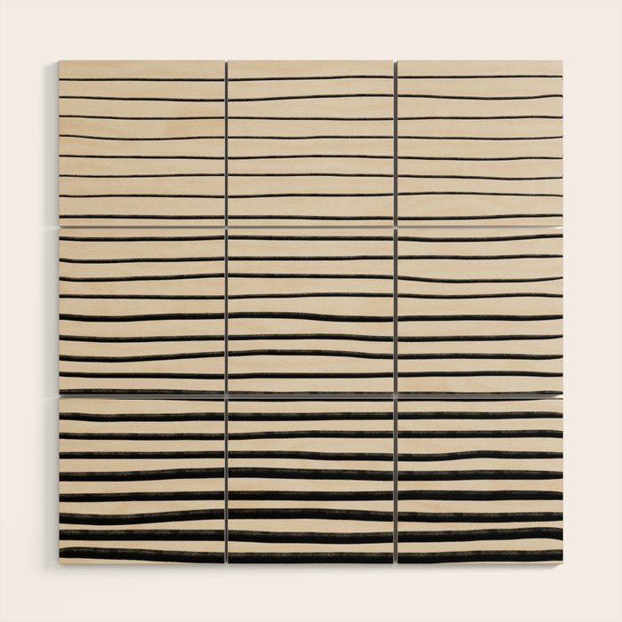 Black Horizontal Lines Wood Wall Art Gallery Image 1