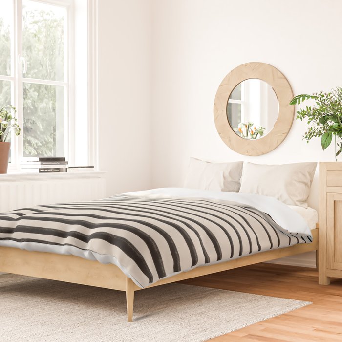 Black Horizontal Lines Duvet Cover Gallery Image 2