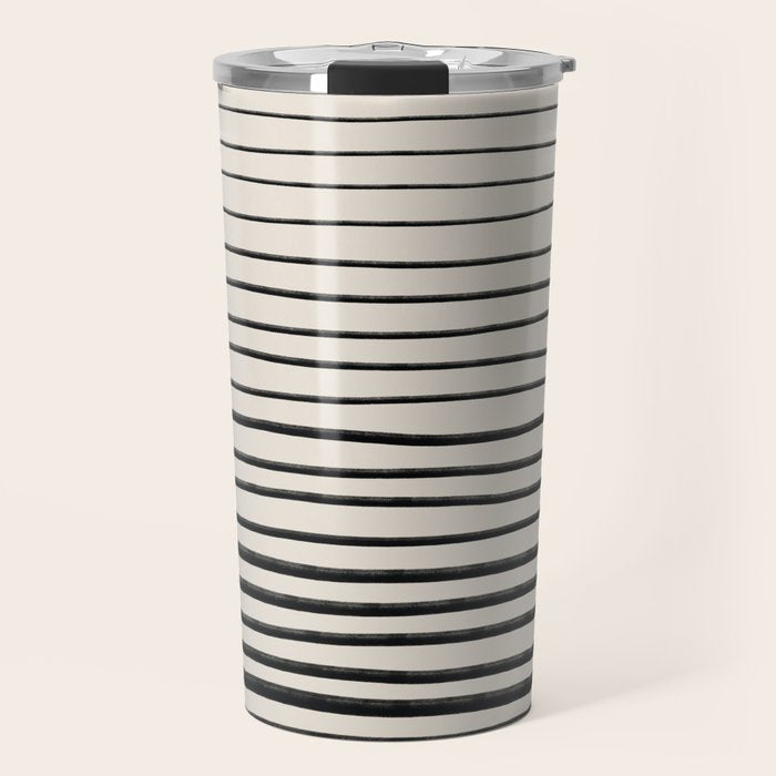 Black Horizontal Lines Travel Mug Gallery Image 1