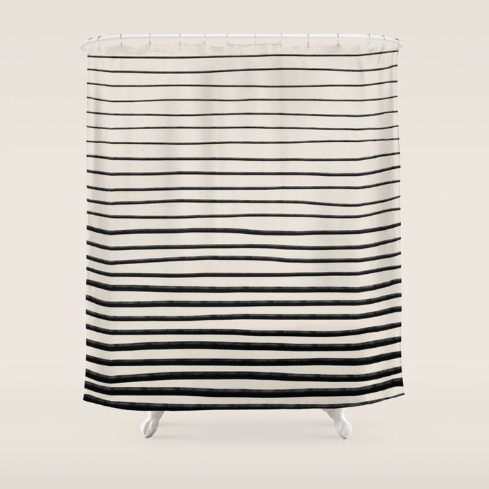 Black Horizontal Lines Shower Curtain Gallery Image 1