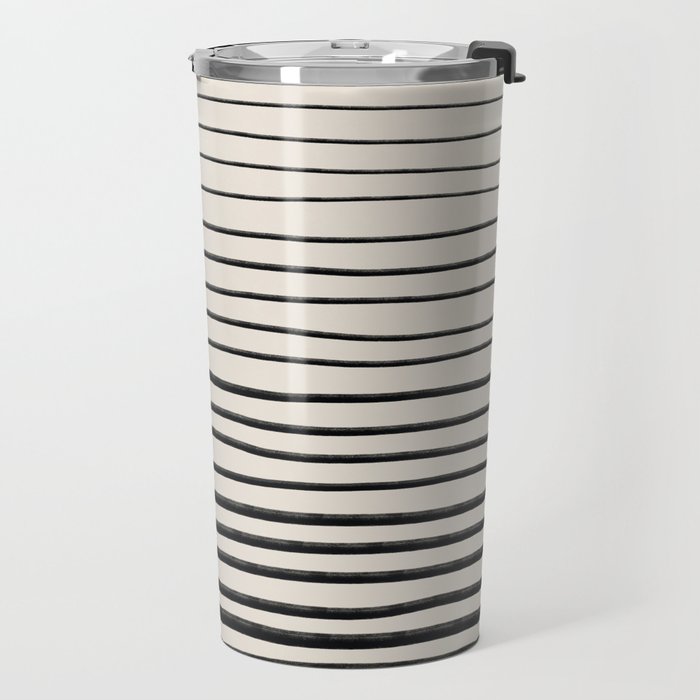 Black Horizontal Lines Travel Mug Gallery Image 2