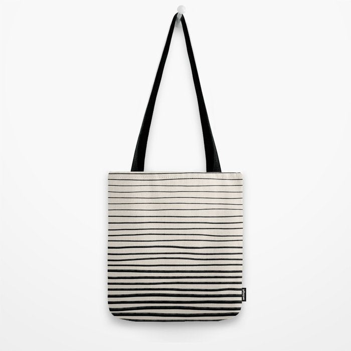 Black Horizontal Lines Tote Bag Gallery Image 2