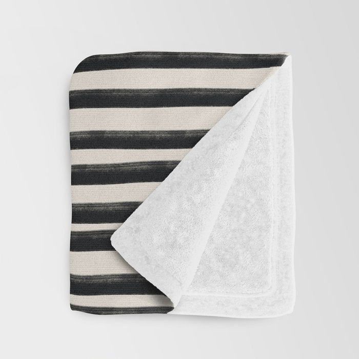 Black Horizontal Lines Throw Blanket Gallery Image 3