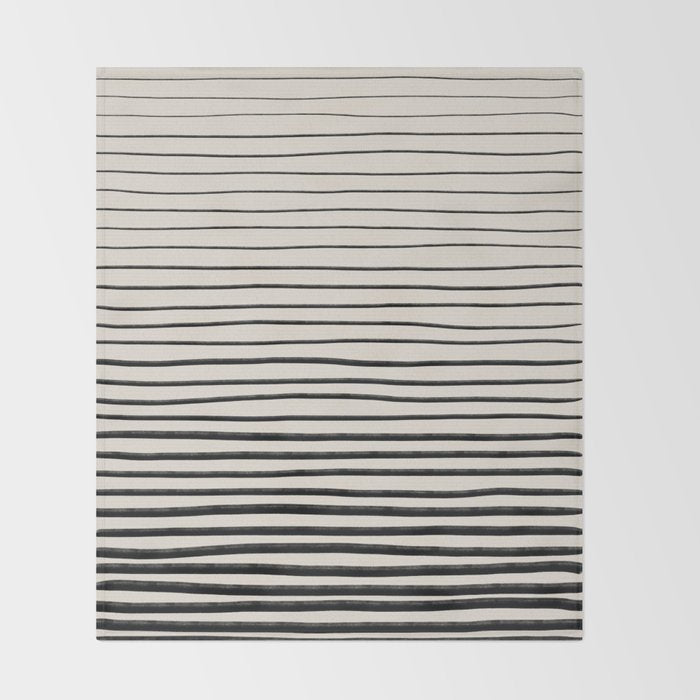 Black Horizontal Lines Throw Blanket Gallery Image 2