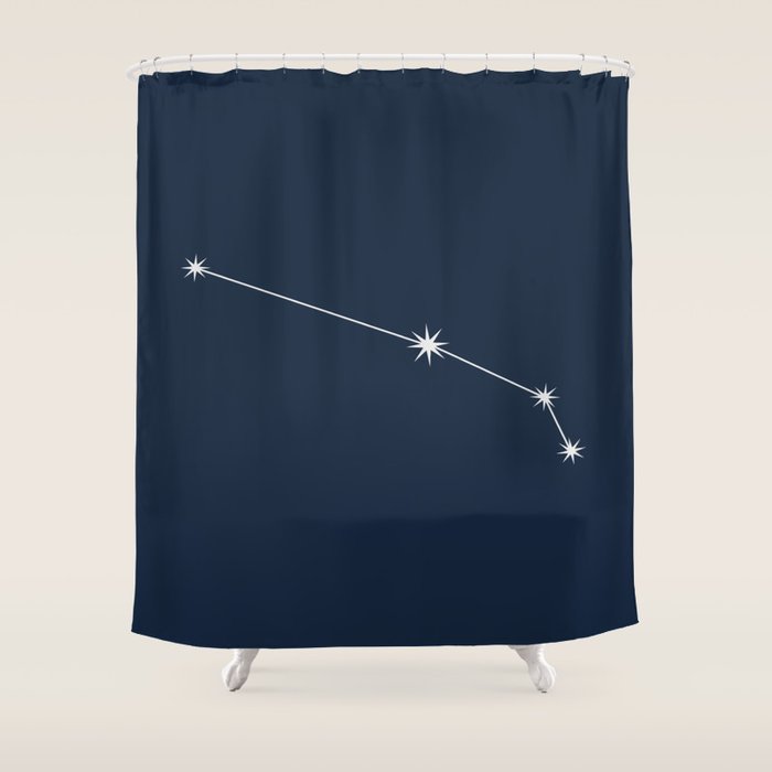 Aries Zodiac Star Constellation Line Art Dark Blue Shower Curtain Gallery Image 1
