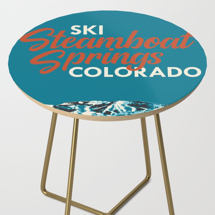 Steamboat Springs Vintage Ski Poster Side Table Gallery Image 2