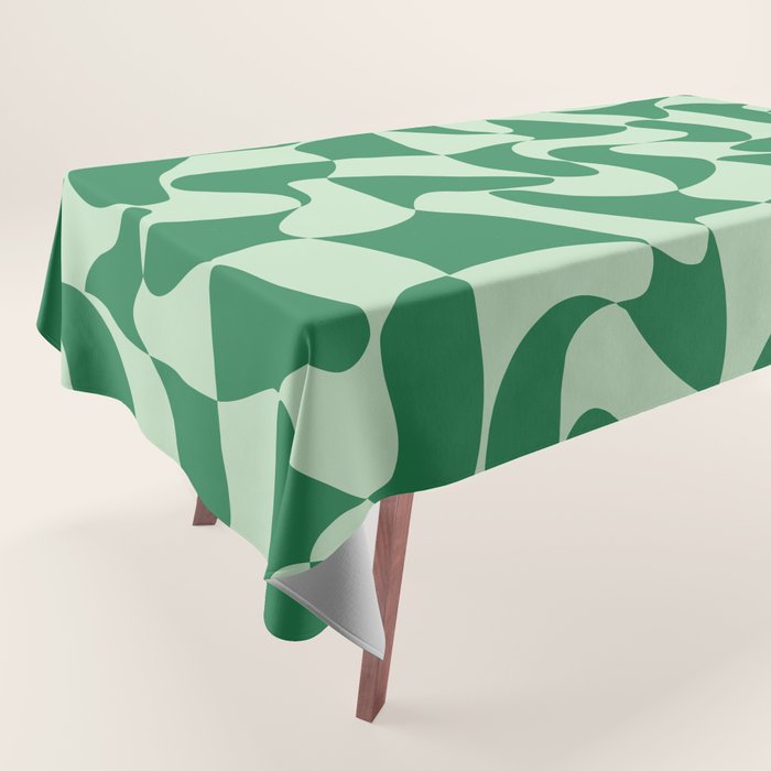 Wavy Check in Forest Green Tablecloth Gallery Image 1