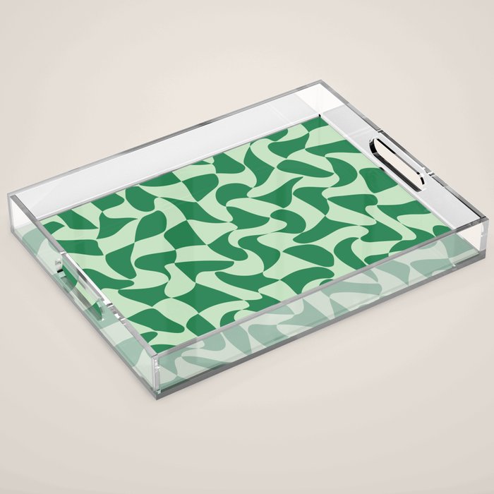 Wavy Check in Forest Green Acrylic Tray Gallery Image 1
