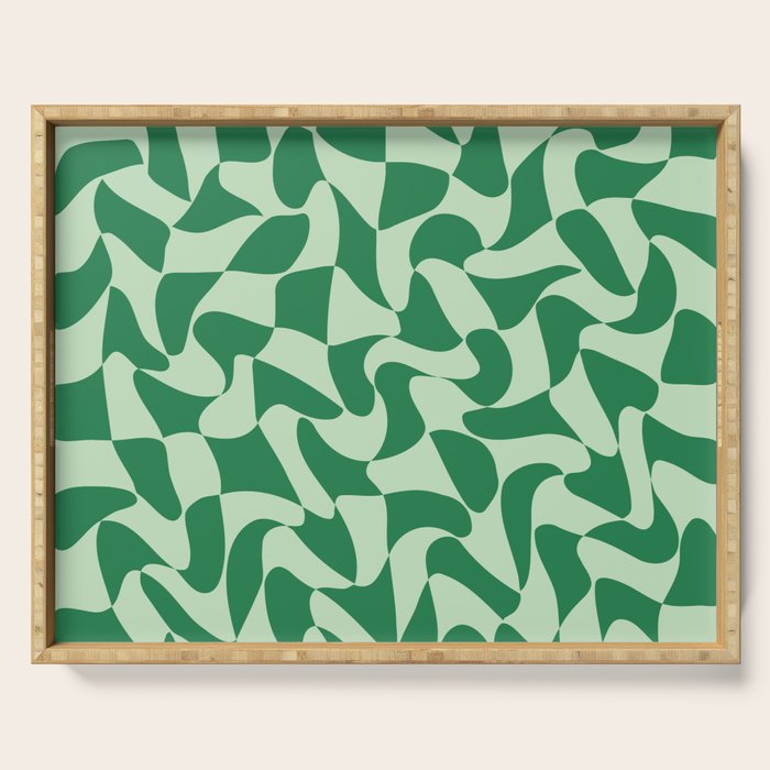 Wavy Check in Forest Green Serving Tray Gallery Image 1