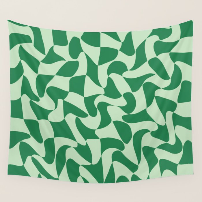 Wavy Check in Forest Green Wall Tapestry Gallery Image 4
