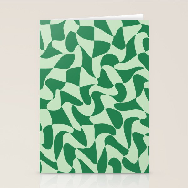 Wavy Check in Forest Green Stationery Card Gallery Image 1