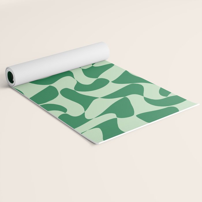 Wavy Check in Forest Green Yoga Mat Gallery Image 2