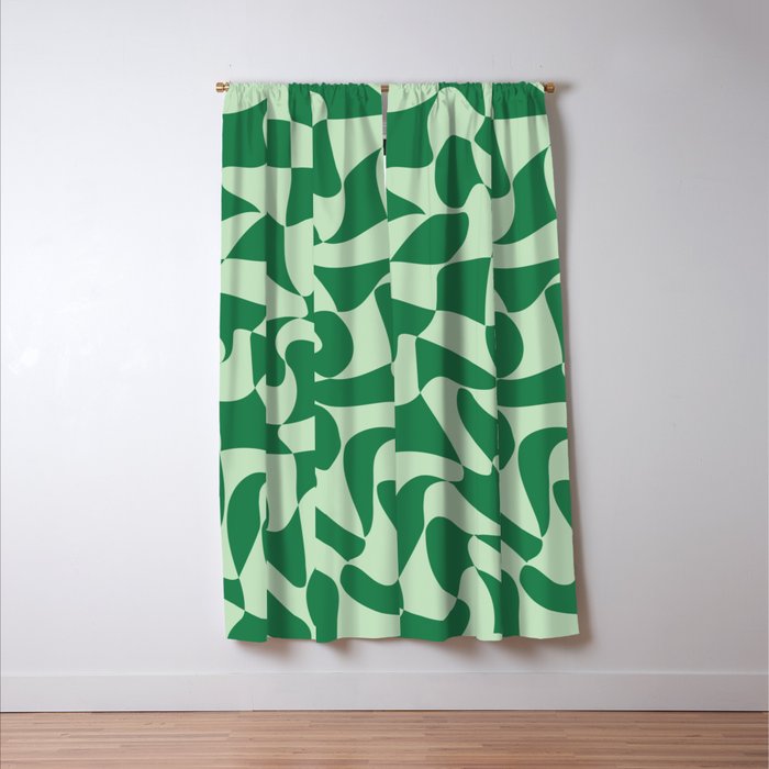 Wavy Check in Forest Green Window Curtain Gallery Image 3