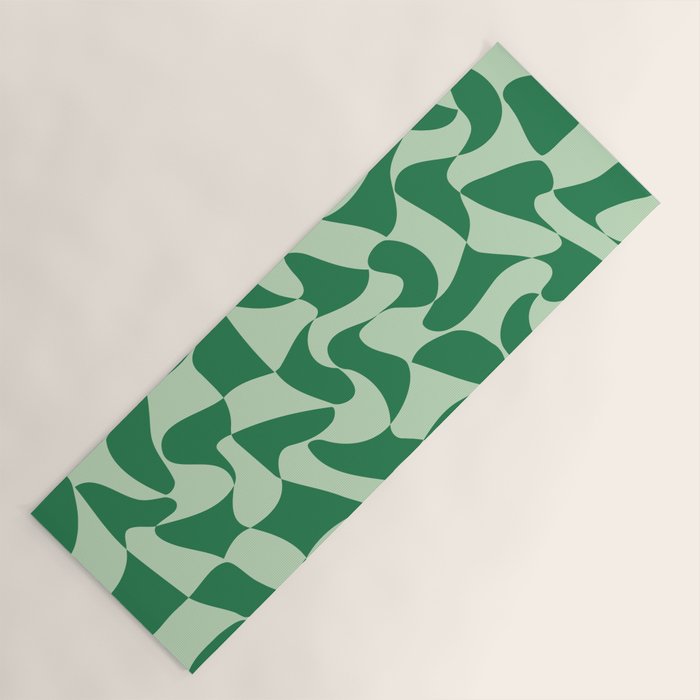 Wavy Check in Forest Green Yoga Mat Gallery Image 1