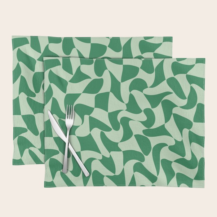 Wavy Check in Forest Green Placemat Gallery Image 1