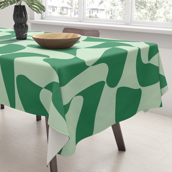 Wavy Check in Forest Green Tablecloth Gallery Image 3