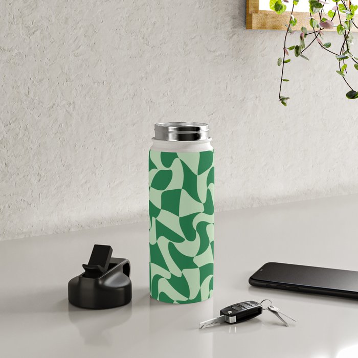 Wavy Check in Forest Green Water Bottle Gallery Image 4