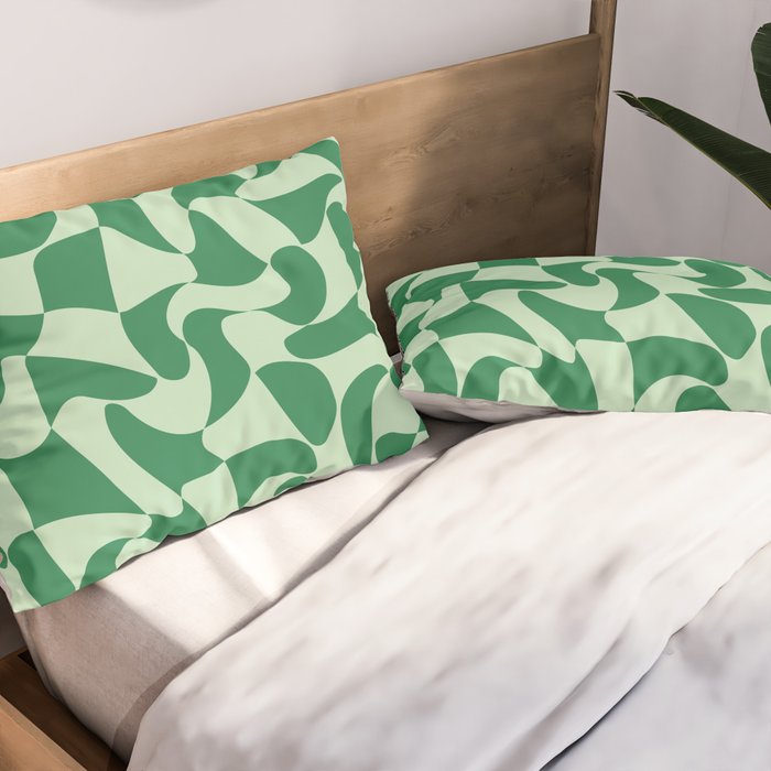 Wavy Check in Forest Green Pillow Sham Gallery Image 2