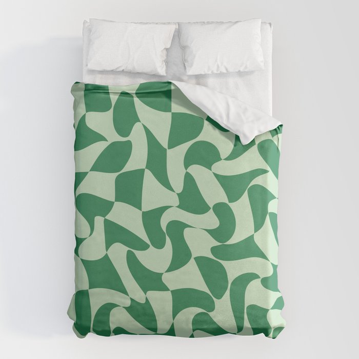 Wavy Check in Forest Green Duvet Cover Gallery Image 6