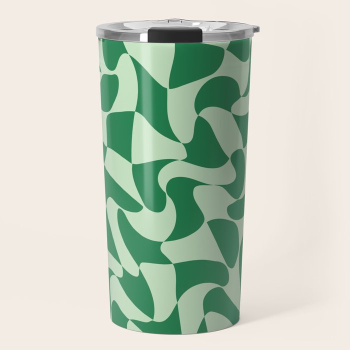 Wavy Check in Forest Green Travel Mug Gallery Image 1