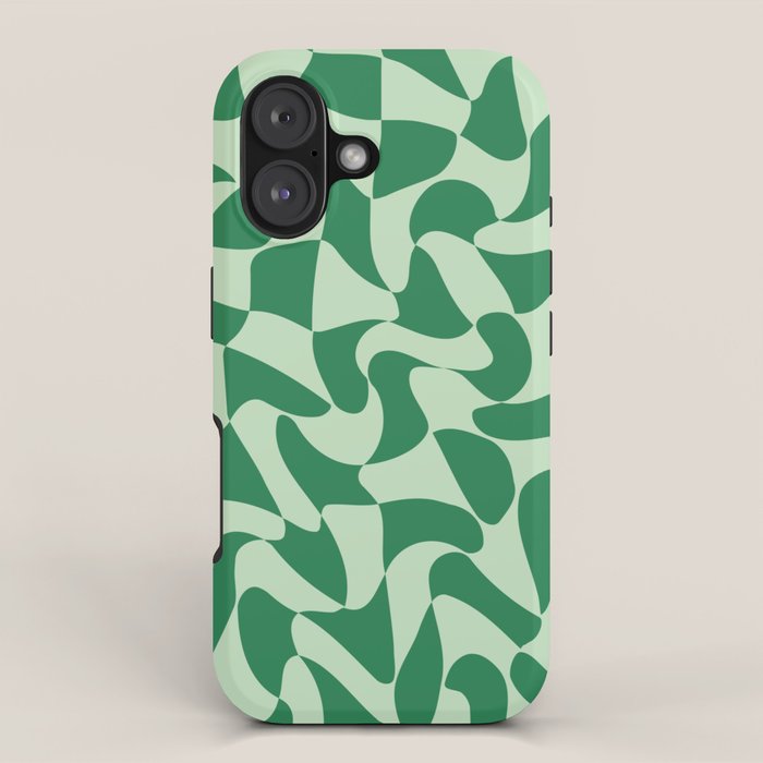 Wavy Check in Forest Green iPhone Case Gallery Image 1