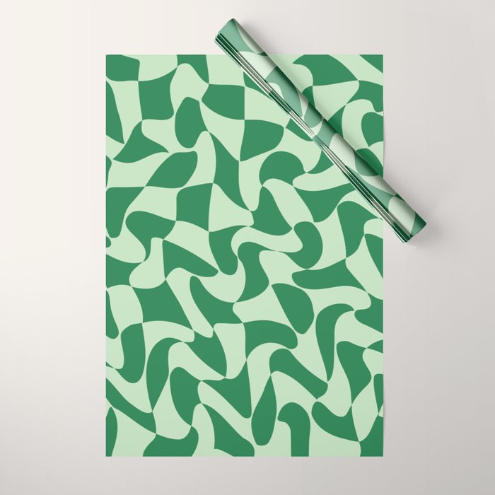 Wavy Check in Forest Green Wrapping Paper Gallery Image 1