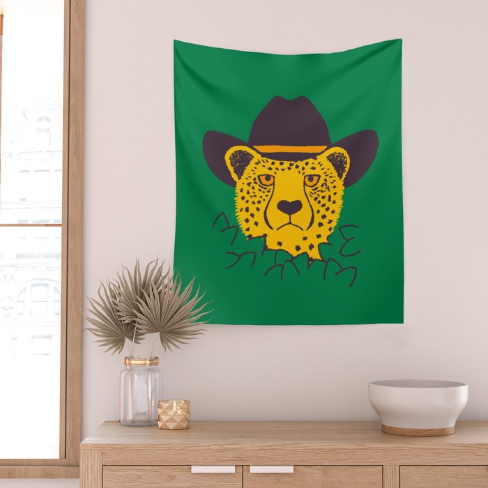 Leafy Cowgirl Cheetah Wall Tapestry Gallery Image 2